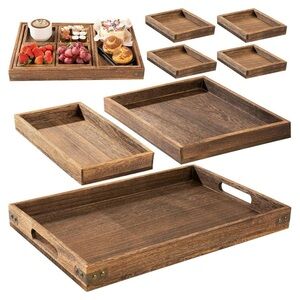Wooden Nesting Serving Trays - Set of 7